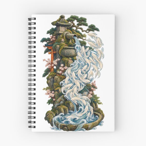 Item preview, The Fountain of the White Fish – Mystical Japanese Ukiyo-e Waterfall designed and sold by Substance_life.