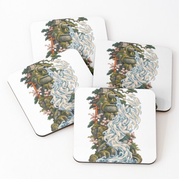Item preview, The Fountain of the White Fish – Mystical Japanese Ukiyo-e Waterfall designed and sold by Substance_life.
