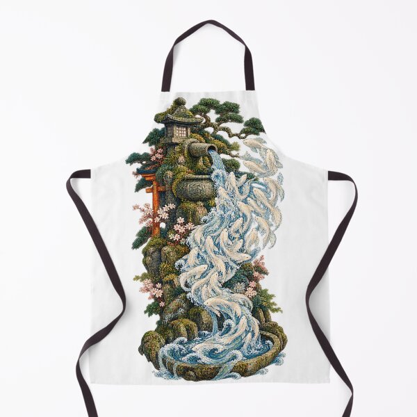 Item preview, The Fountain of the White Fish – Mystical Japanese Ukiyo-e Waterfall designed and sold by Substance_life.