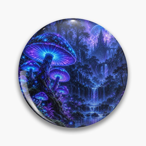Item preview, Neon Mushroom Forest Neon Dreamscape Art designed and sold by Inkworksbyshery.