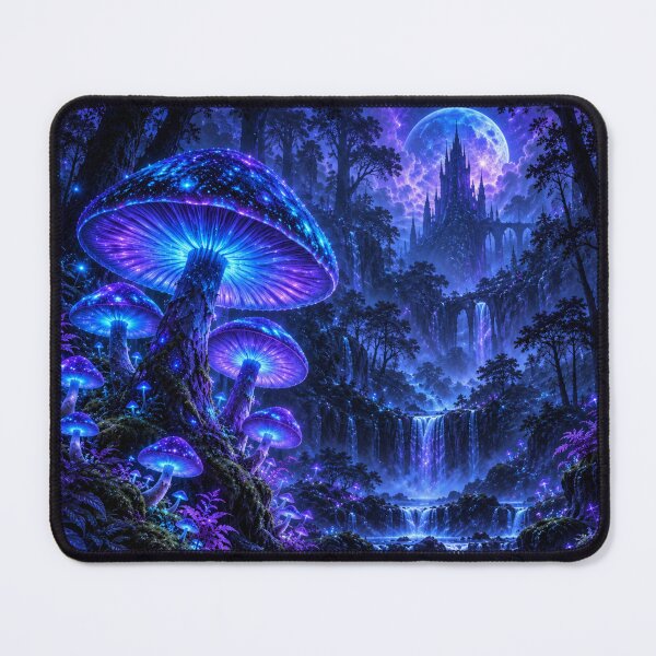 Item preview, Neon Mushroom Forest Neon Dreamscape Art designed and sold by Inkworksbyshery.