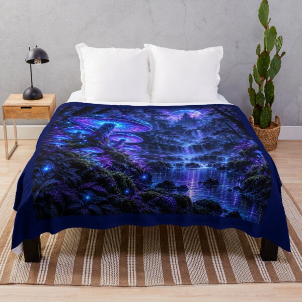 Item preview, Neon Mushroom Forest Neon Dreamscape Art designed and sold by Inkworksbyshery.