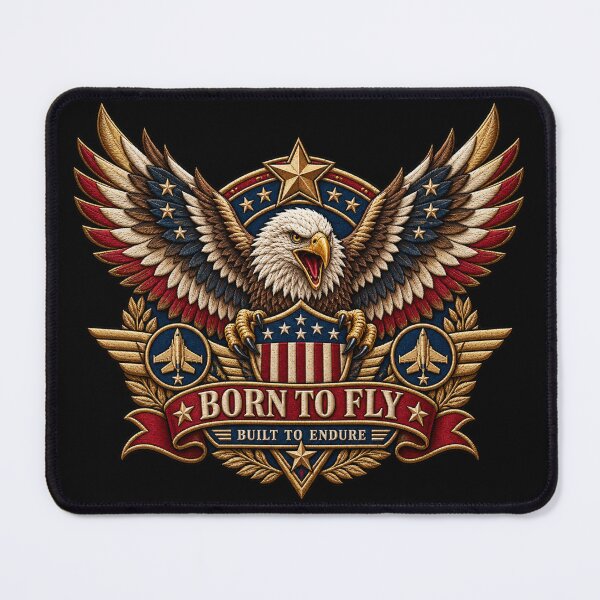 Item preview, Embroidered Eagle Aviation Patch – Born to Fly, Built to Endure designed and sold by Emoji Emblems.