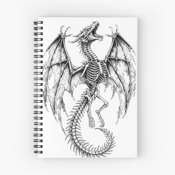 Item preview, Skeletal Dragon - Undead Bone Beast Ink Illustration designed and sold by DragonSerpent Ink.