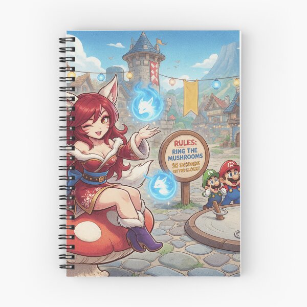 Item preview, Super Mario mushroom party with Ahri and Teemo designed and sold by LeagueHeavenGG.