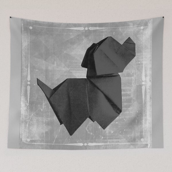 Item preview, Folded Black Paper Origami Dog Geometric Sculpture designed and sold by Ghoul Enterprises.