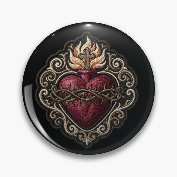 Item preview, Sacred Heart of Jesus Vintage Embroidered Patch Style designed and sold by MantoSagrado.