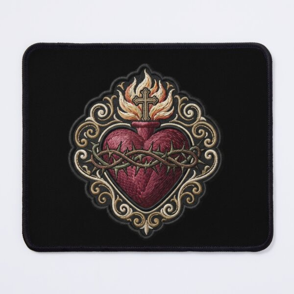 Item preview, Sacred Heart of Jesus Vintage Embroidered Patch Style designed and sold by MantoSagrado.