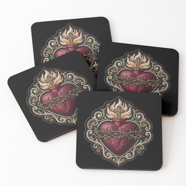 Item preview, Sacred Heart of Jesus Vintage Embroidered Patch Style designed and sold by MantoSagrado.