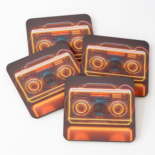 Item preview, Vintage Boombox Neon, 3d Render, Warm Orange designed and sold by Checho30.