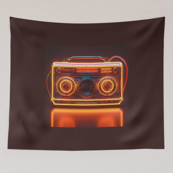 Item preview, Vintage Boombox Neon, 3d Render, Warm Orange designed and sold by Checho30.