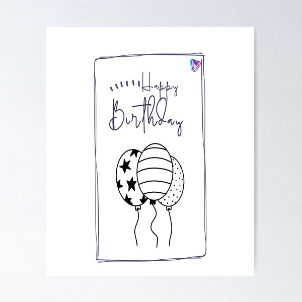 Item preview, Neon Purple Line Art Birthday Frame designed and sold by creativerooney.
