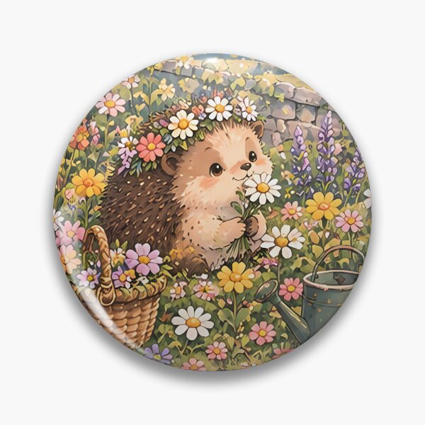 Item preview, Hedgehog & Flowers – Botanical Hedgehog Design designed and sold by KWW SHOP.