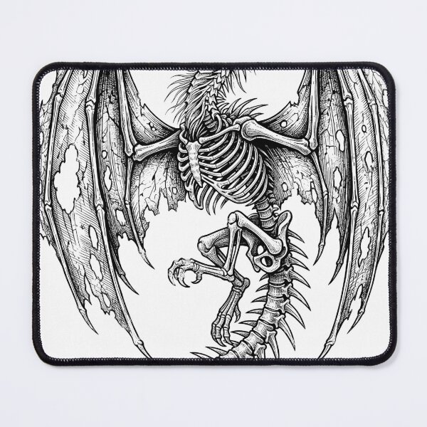 Item preview, Full Skeleton Dragon - Bare Bone Dragon Ink Illustration designed and sold by DragonSerpent Ink.