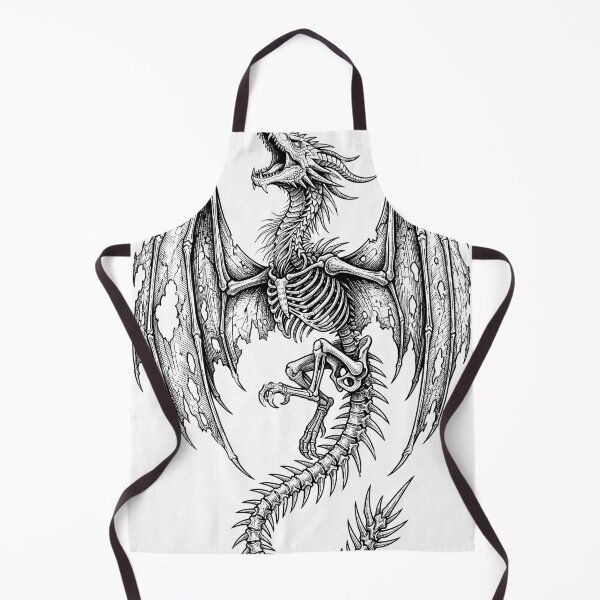 Item preview, Full Skeleton Dragon - Bare Bone Dragon Ink Illustration designed and sold by DragonSerpent Ink.