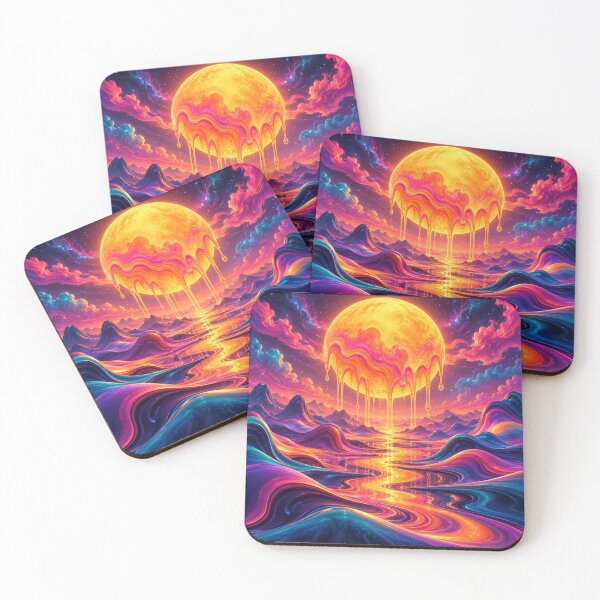 Item preview, Melting Sun Landscape Neon Dreamscape Art designed and sold by Inkworksbyshery.