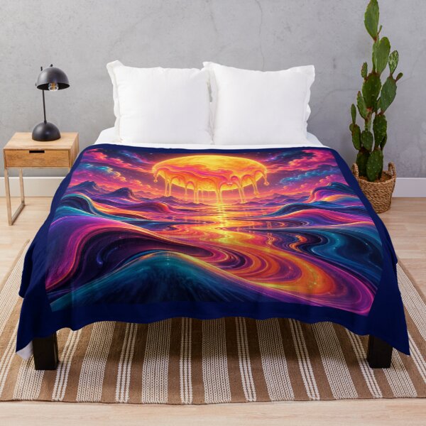 Item preview, Melting Sun Landscape Neon Dreamscape Art designed and sold by Inkworksbyshery.