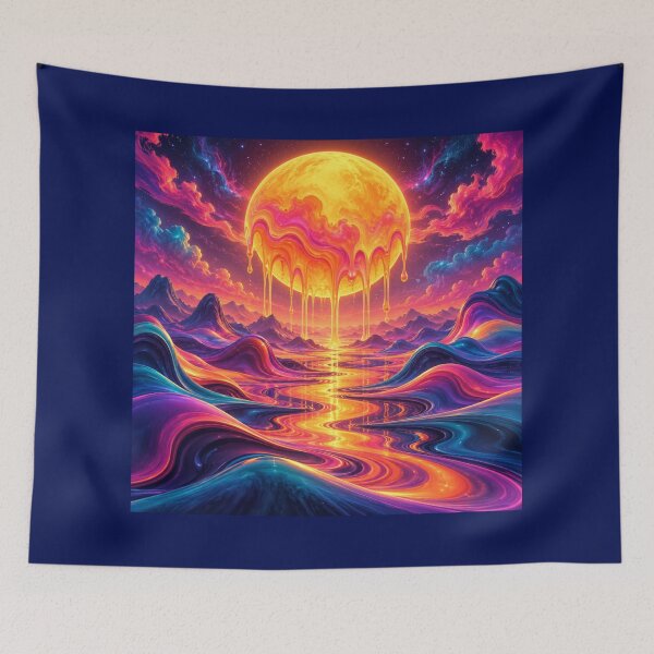 Item preview, Melting Sun Landscape Neon Dreamscape Art designed and sold by Inkworksbyshery.