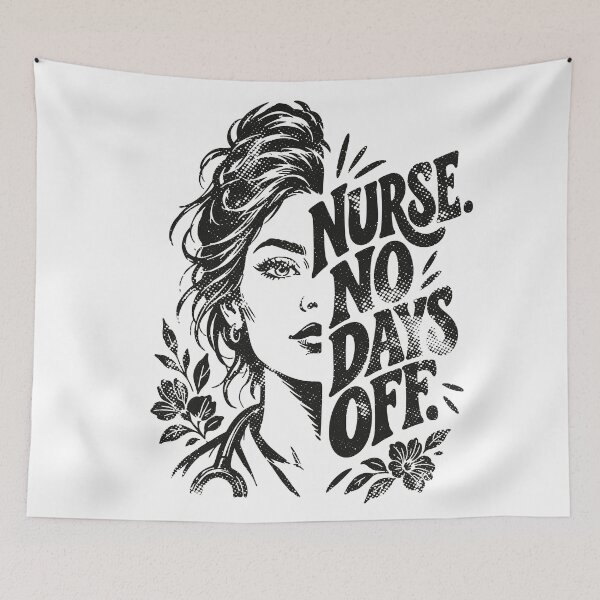 Item preview, Nurse No Days Off Bold Typography Portrait designed and sold by KiwyStudio.