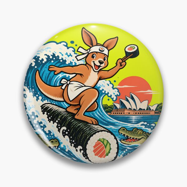 Item preview, Roll With It, Mate – Kangaroo Sushi Surfer designed and sold by SVox.