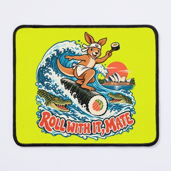 Item preview, Roll With It, Mate – Kangaroo Sushi Surfer designed and sold by SVox.