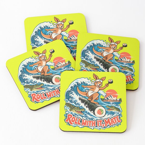 Item preview,  Roll With It, Mate – Kangaroo Sushi Surfer designed and sold by SVox.