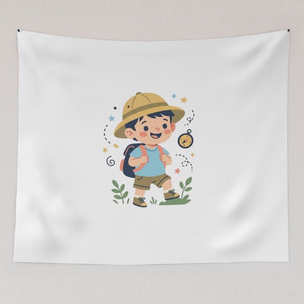 Item preview, Little Explorer Safari Hat Outdoor Hiking Adventure Vintage Cartoon Art designed and sold by mood-draftsman.