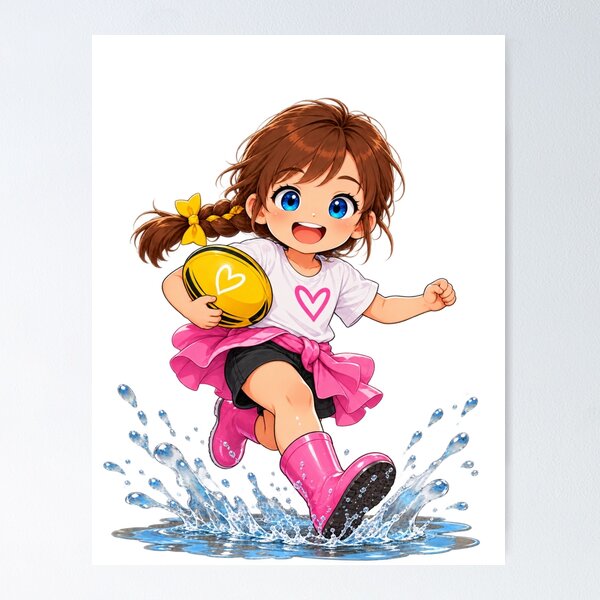Item preview, Kenzie Muddy Puddle Rugby Ball Cartoon Character Design designed and sold by Kenzie & Co.