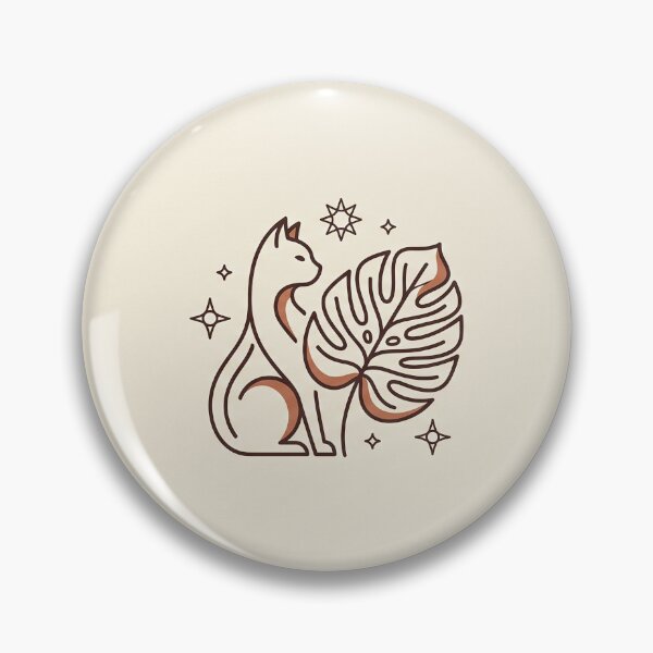 Item preview, Cat and Monstera Leaf - Minimalist Monoline Flora Sticker designed and sold by MissoStudio.