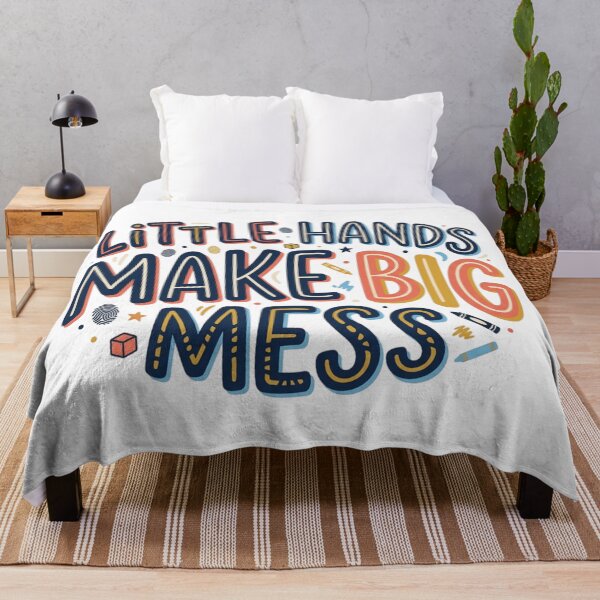 Item preview, Little Hands Make Big Mess Funny Parenting Toddler Inline Typography Art designed and sold by mood-draftsman.