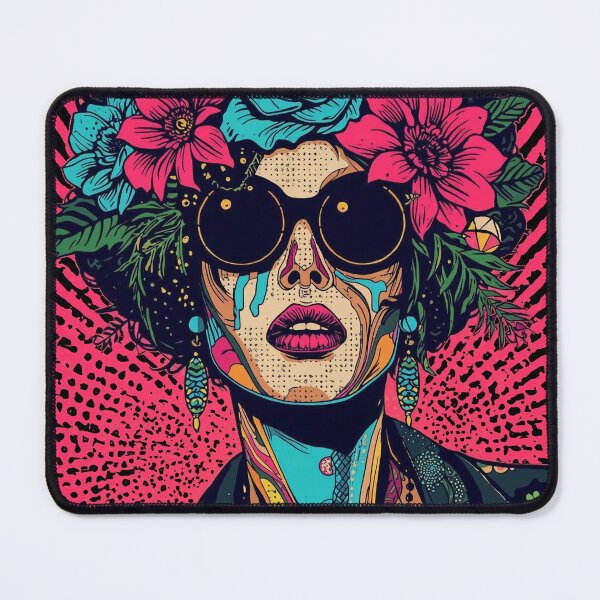 Item preview, Neon Floral Pop Art: Vintage Melting Portrait designed and sold by  Mythical Entanglement.