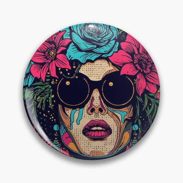 Item preview, Neon Floral Pop Art: Vintage Melting Portrait designed and sold by Mythical Entanglement.
