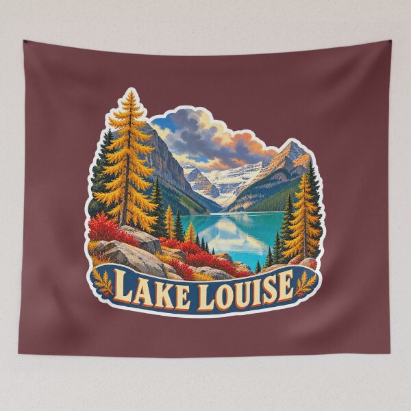 Item preview, Lake Louise Vintage Canadian Rockies Mountain Travel Print designed and sold by PinUpPizzazz.