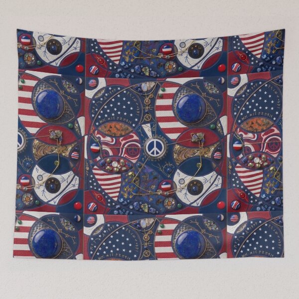 Item preview, Vintage Patriotic Peace Sign Americana Mixed Media Art designed and sold by Billys-Orbit.