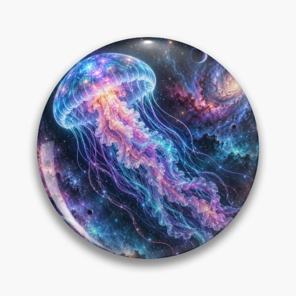 Item preview, Cosmic Jellyfish Galaxy Neon Dreamscape Art designed and sold by Inkworksbyshery.