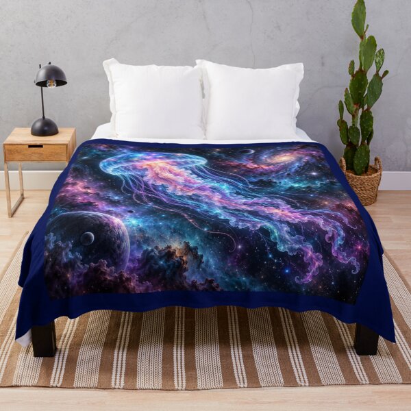 Item preview, Cosmic Jellyfish Galaxy Neon Dreamscape Art designed and sold by Inkworksbyshery.