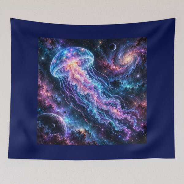 Item preview, Cosmic Jellyfish Galaxy Neon Dreamscape Art designed and sold by Inkworksbyshery.