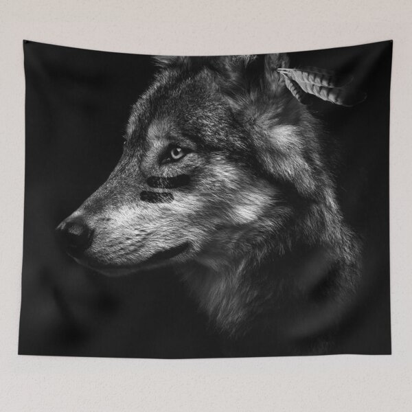 Item preview, Fierce Wolf – Black and White Wildlife Portrait designed and sold by Instel0759.