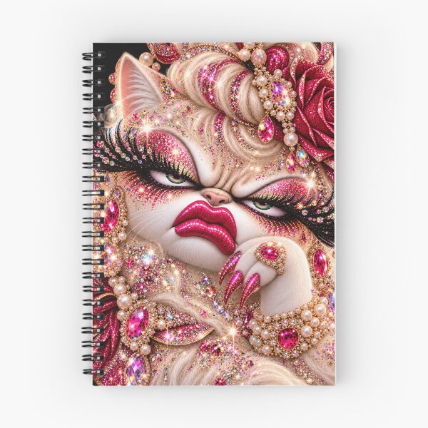 Item preview, Glamorous Kitsch Cat – Sparkling Pink Rhinestones, Pearls & Maximalist Feline Art designed and sold by flashARTstudio.