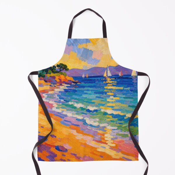 Item preview, Colorful Sailboats on Mediterranean Beach Impasto Seascape designed and sold by GutyzDesignsES.