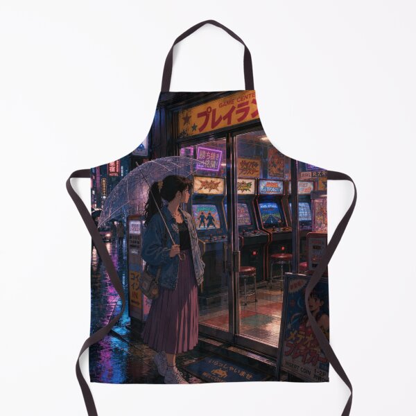 Item preview, Retro Arcade Game Center Rainy Night Tokyo Anime Art designed and sold by vekotpu.