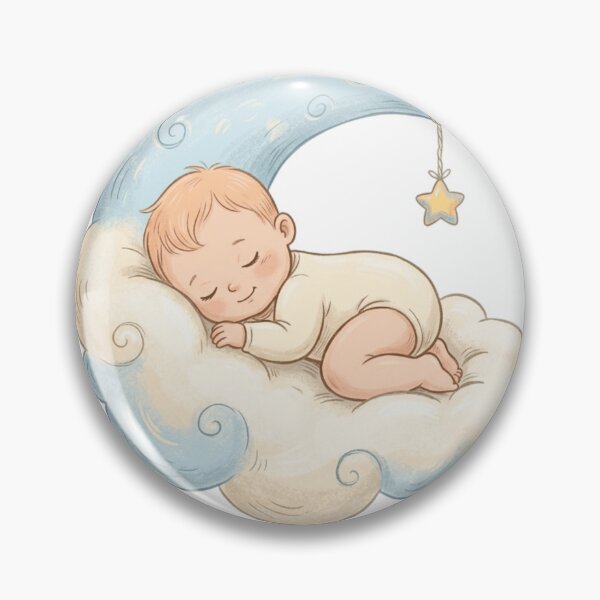 Item preview, Sleeping Baby On Crescent Moon Cute Celestial Watercolor Nursery Art designed and sold by mood-draftsman.