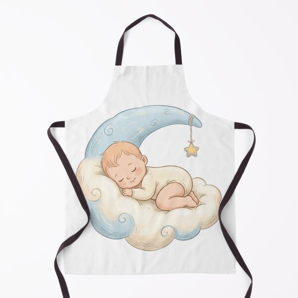 Item preview, Sleeping Baby On Crescent Moon Cute Celestial Watercolor Nursery Art designed and sold by mood-draftsman.