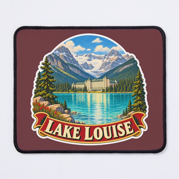 Item preview, Lake Louise Vintage Canadian Rockies Mountain Travel Print designed and sold by PinUpPizzazz.
