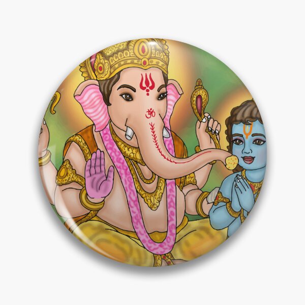 Item preview, Lord Ganesha & Krishna Digital Drawing | Hindu Gods Spiritual Artwork designed and sold by Harshit_Digital_Arts.