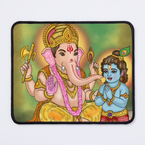 Item preview, Lord Ganesha & Krishna Digital Drawing | Hindu Gods Spiritual Artwork designed and sold by Harshit_Digital_Arts.