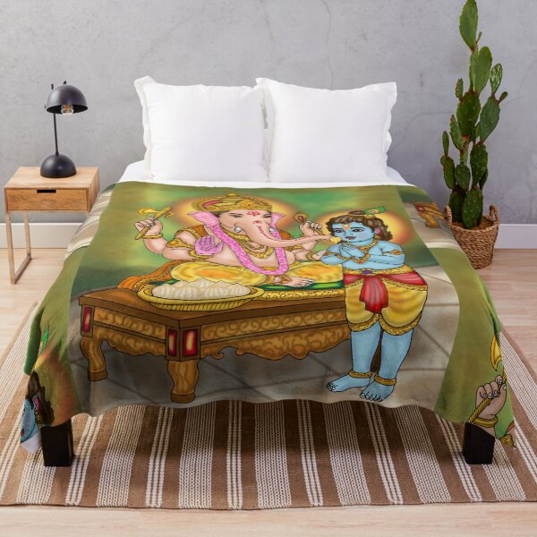 Item preview, Lord Ganesha & Krishna Digital Drawing | Hindu Gods Spiritual Artwork designed and sold by Harshit_Digital_Arts.