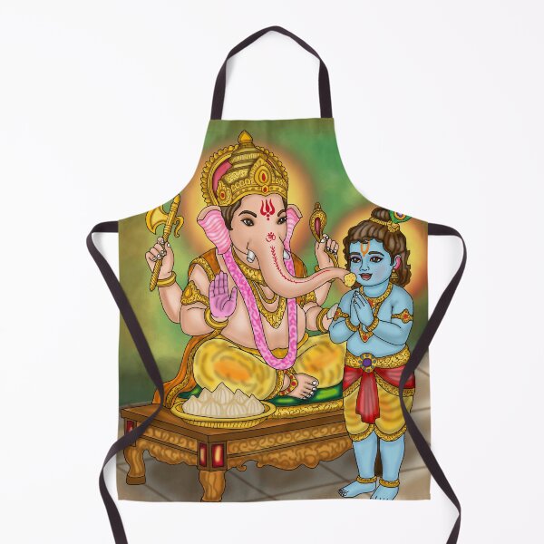 Item preview, Lord Ganesha & Krishna Digital Drawing | Hindu Gods Spiritual Artwork designed and sold by Harshit_Digital_Arts.
