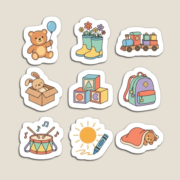 Item preview, Cute Pastel Toy Sticker Sheet Vintage Storybook Childhood Nursery Art designed and sold by mood-draftsman.