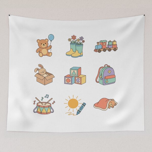 Item preview, Cute Pastel Toy Sticker Sheet Vintage Storybook Childhood Nursery Art designed and sold by mood-draftsman.